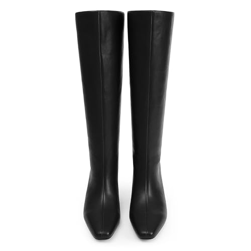 Modatope Knee High Boots Women Square Toe Kitten Heel Tall Boots Womens Fashion Long Boots3