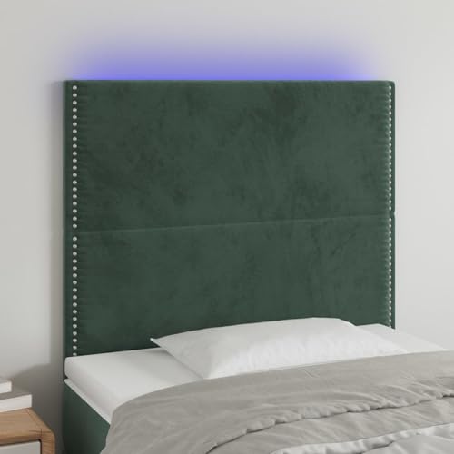 Juroupi Cabecero con Luces LED Terciopelo cabeceros de Cama cabecero led headboard cabeceros Cama Verde Oscuro 100x5x118/128 cm