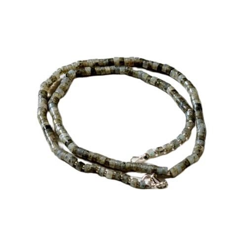 Collier perles labradorite naturelle verte 4mm cristal vertus 45cm