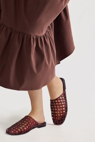 Image of Women's Red Jelly Mesh Slides, Comfortable Flat Slip On Sandals, Casual Summer Beach Slippers