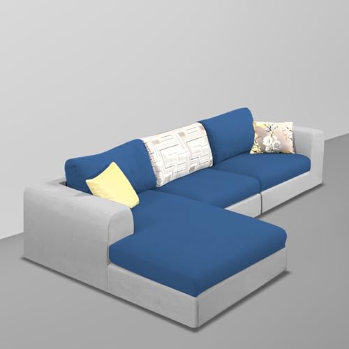 Image of Koza LHS 4 Seater L Shape Sofa Set for Living Room (Blue Grey Fabric) Premium Fabric Sofa