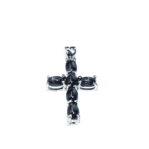 Pendentif Croix Onyx Naturel Argent 925 Breloque Locket Femme Fille