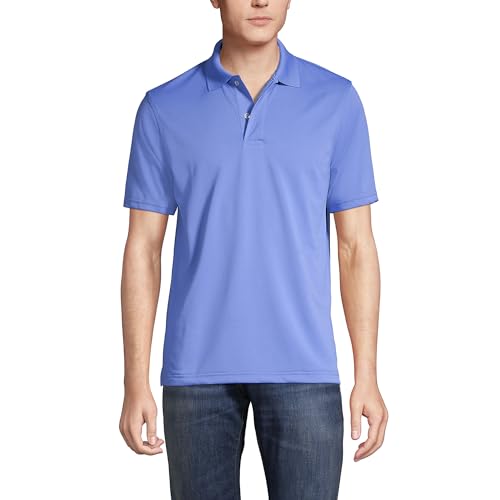 Lands' End Essentials Men's Short Sleeve Polyester Polo Shirt - Easy Care Breathable Classic Fit