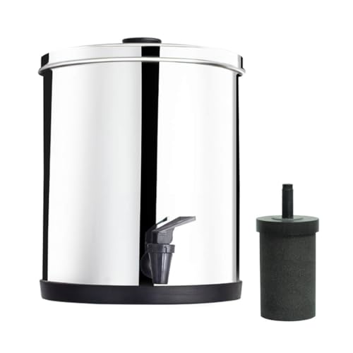 AquaEasy Go Stainless Steel 50 Cup Water Filter Dispenser, Extra Large Capacity, Powerful Fast 99% Filtration, Lasts 250 Gallons or 6 Months. Compact Water Filter Dispenser (Glossy)