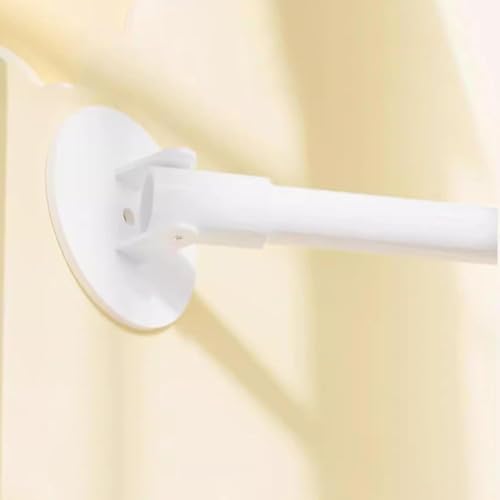 突っ張り棒 調整可能なフランジソケット付きステンレス製クローゼットポールホルダー、 斜め壁用丸型延長ロッド、 ワードローブ用衣類吊り下げフランジホルダーブラケット、物干し竿 カーテンロッド シャワーカーテンロッド (70cm-120cm,ホワイト)