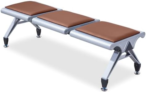 3-Seat Reception Bench, Comfortable Armless Waiting Room Chairs for Office, Airport, Hospital, Bank, School - Silver Modern Seating Solution