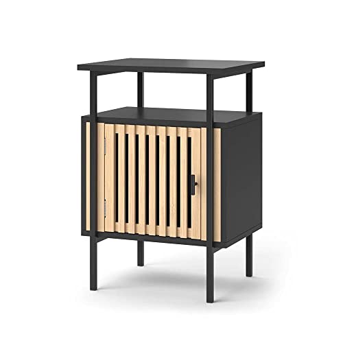 Vicco Nachttisch Bamboo, Schwarz/Holz, 40 x 58 cm