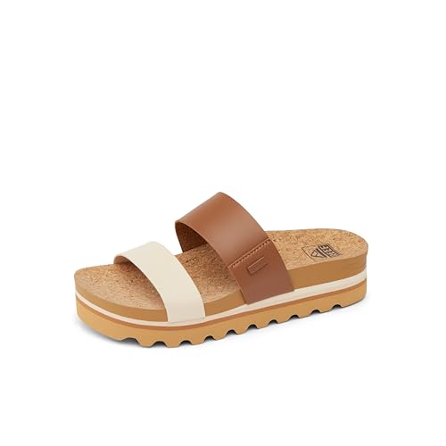 REEF Cushion Vista Hi Womens Platform Fashion Sandal, Arch Support, Ultra Soft Cushion Footbed, Chocolate Duo, 9