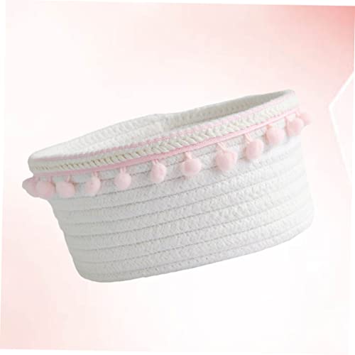 CHILDWEET Cotton Storage Basket Cotton Rope Basket Home Organizer Basket Pink Desktop Storage Basket Home Storage Basket