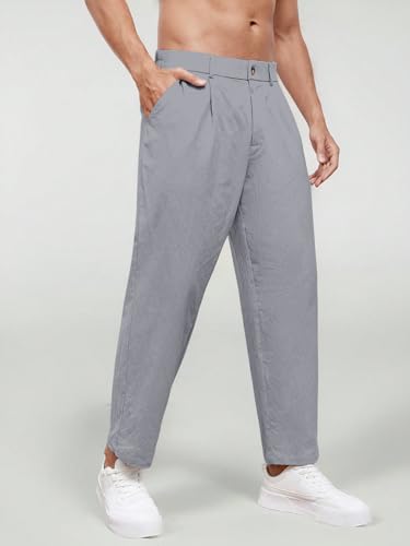 Image of Aahwan Khaki Solid Men's Regular Fit Cotton Slant Pocket Straight Leg Pants