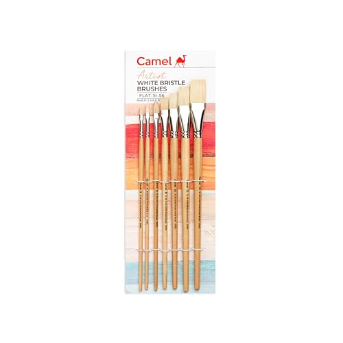 Camlin Kokuyo Paint Brush Series 56 - White Bristle Flat, Set of 7