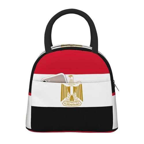 bmnaswt Borsa termica per il pranzo con stampa di bandiera egiziana, borsa per il pranzo con tasca frontale, borsa termica per il pranzo con cerniere