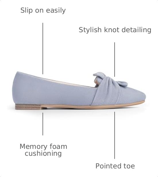 Image of MUSSHOE Comfortable Office Flats for Women: Pointed Toe Work Shoes with Memory Foam - Dressy Business Casual Slip On Flats for Commute & All Day Wear