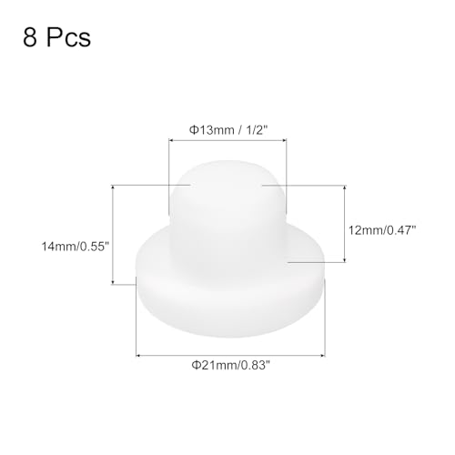 Image of MECCANIXITY 8pcs T-Shaped Silicone Plugs 13mm 1 /2 Inch Dia Snap in Plug Hole Seal Cover Round Rubber Stopper for Kitchen Rubber Bulkheads Waterproof Sealing Plugs White