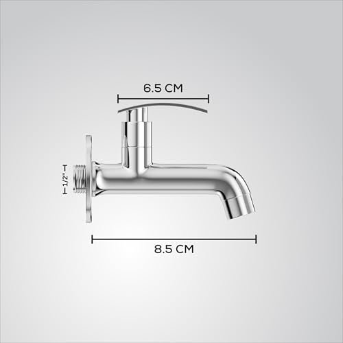 Image of Gloxy Premium Long Body Bib Cock Tap with Chrome Finished Delight Lever with Wall Flange for Gardens, Wash Basin Tap, Bathroom Tap, Kitchen Sink Tap & Wash Areas