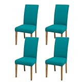 Stretch Chair Covers Set of 4 for Dining Room, 4 Pack Washable Kitchen Chair Protector for Party Wedding, Teal