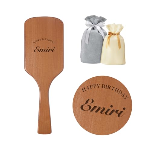 【名入れ・メッセージ無料】パドルブラシ オリジナルギフト (ブラウン / 8cm×25cm) 名入れ ヘアブラシ ギフト ヘアケア 絡まりにくい 頭皮 マッサージ ケア くし 女性 名入れギフト