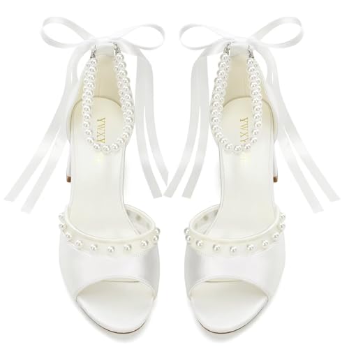 Wedding Shoes for Bride Block Heel Bridal Shoes Pearl Heels Wedding Sandals2