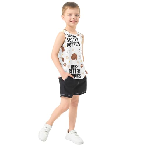 J JOYSAY Cartoon Dog White Boys Tank Top Sleeveless Muscle Shirts Quick Dry Sport Active Workout Kids T-Shirts 3-15T4