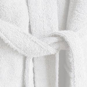 100% Cotton Terry Bathrobe and Slipper Set |Spa Robe,Pool,Soft,Lightweight,Absorbent,Unisex Bathrobes for Men and Women (Small-Medium, White)4