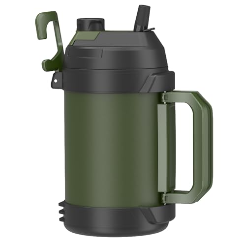 Zukro 1 Gallon Water Jug, One Gallon Large Triple Wall Insulated Metal Jug With Straw and Spout, No Sweat 128 oz Stainless Steel Sport Water Bottle Keeps Cold 48 Hours for Outdoors, Green