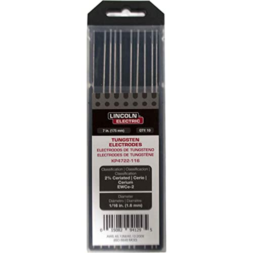Lincoln Electric 2% Ceriated Tungsten Electrode, 1/16” x 7”, KP4722-116