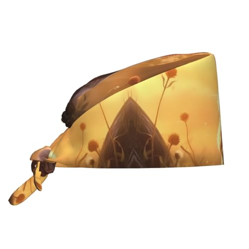 WZYWHJ Cleaning Working Cap Rabbit Background Printed - Chef Hat for Women & Men, Adjustable, Breathable Black