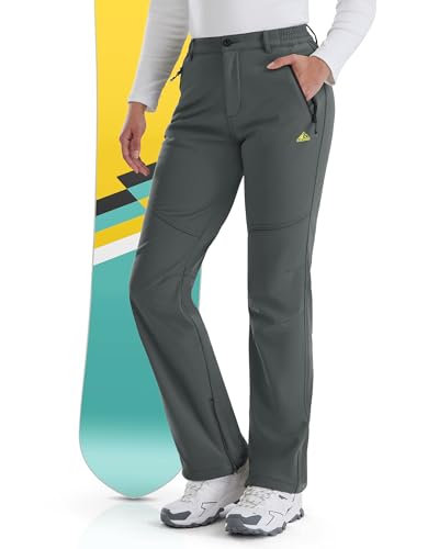 IGOLUMON Snow Ski Pants Womens Waterproof Fleece Lined Pants Winter Insulated Softshell for Hiking...