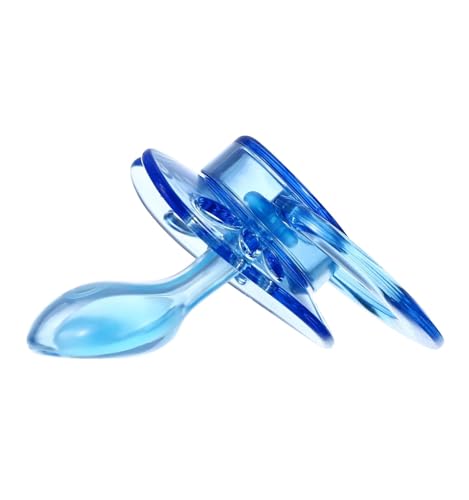 Image of Landofgenie Large Shield Adult Size Pacifiers Butterfly Shape Transparent Design Pacifier Blue