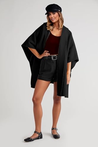 Image of CHARTOU Women Hooded Kimono Cardigan Sweater Oversized Open Front Cardigan Jacket
