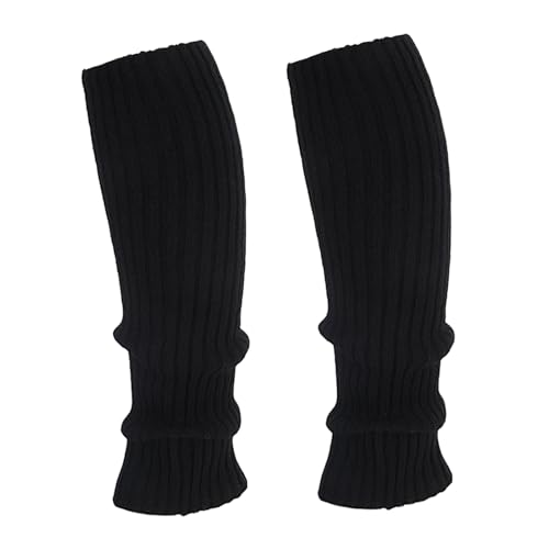 ZEYIYER Stulpen Damen, Schwarze Beinwärmer für Damen, 40 cm Gestrickte Beinwärmersocken für Herbst, Winter, Tanz, Sport
