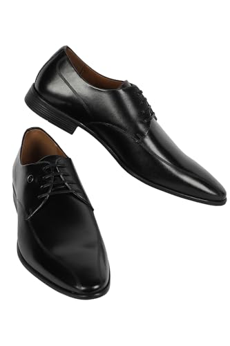 Men Premium Leather Breathable Lining Material Anti Slip with Heel TPR Sole Formal Derby Shoes