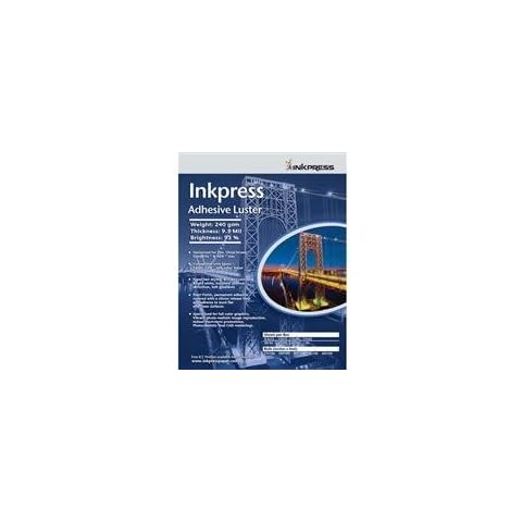 Inkpress Adhesive Luster Inkjet Paper, 240 gsm Weight, 95% Brightness, 9.5 mil Thickness, 17x22", 20 Sheets Cover