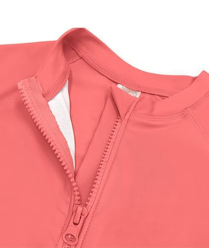 Image of SHEKINI Girl's Zipper Sun Protective UPF50+ Long Sleeve Rash Guard Swimsuit