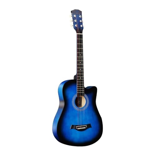 1pcs Classic Guitar 38 Inches 6 Strings Guitar Wooden Guitar For Students Beginners (Wood) (Color : Folk Guitar Blue, Size : 38inch)