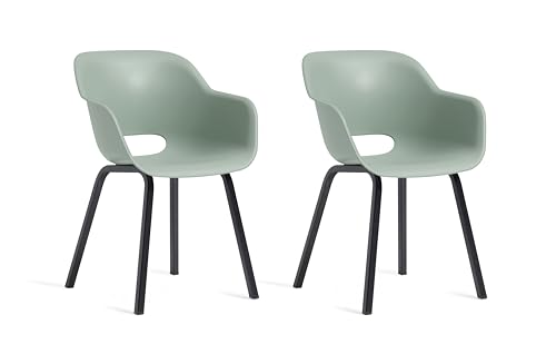 Keter Noa Gartenstühle - 2er Set mit Metallrahmen (Vintage Grün)