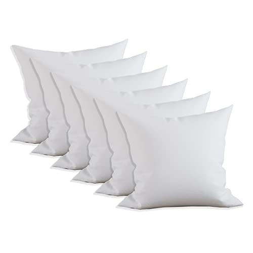 Elegant Comfort 6-Pack Pillow Insert Poly-Cotton Shell Siliconized Fiber Filling, 14 x 14, White 6 Count