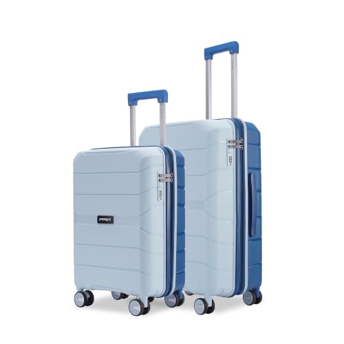 Image of Provogue Cascade Hard-Sided PP Trolley Bag Set of 2 | Expandable Space with 8 Wheels Trolley Bags for Travel | Lightweight with Combination Lock | 5 Year Warranty (Sky Blue /Ceylon Blue)