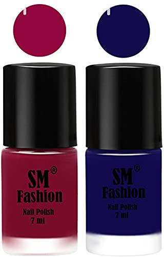 Image of Long Lasting Nail Polish | Nail Paint Combo 7 ml Each) - Set of 2 Cherry Blossom-Dark Blue