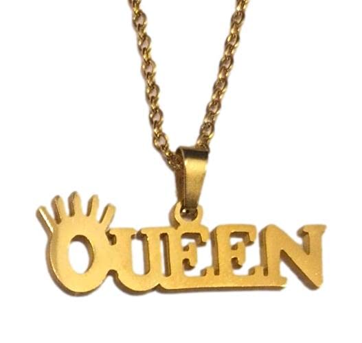 athizay 20 Inches Stainless Steel Queen Pendant with Golden Chain for Women, Girl-picture-15
