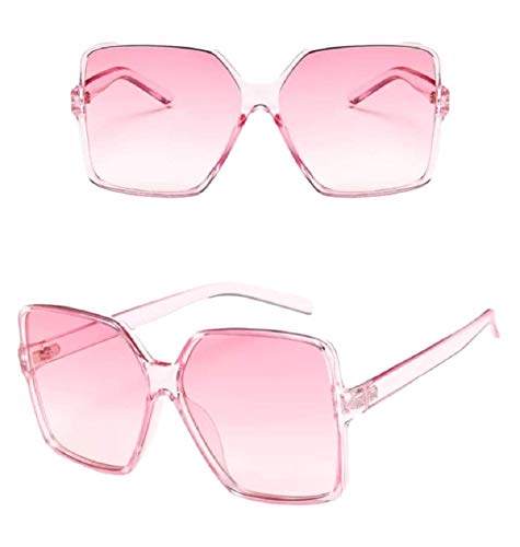 No Name Ltd Oversized Sunglasses Women/Womens Square Frame Sun Glasses/Big Celeb Designer Styling Retro Vintage Festival Ibiza 2026 (Pink Tinted)