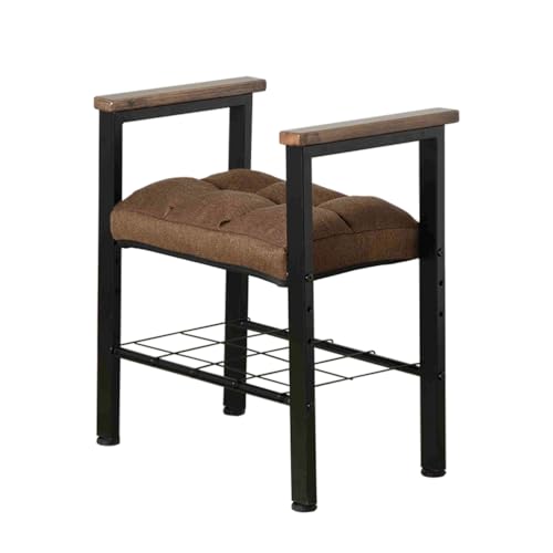 ZYFAB Banco Zapatero con Brazos, Puff Almacenaje con Asiento Acolchado Asiento Acolchado Banco Almacenaje con Estante de almacenaje para Pasillo Dormitorio Salón,Marrón