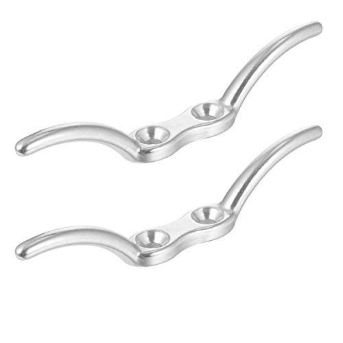 BRIGHTFUFU 2Pcs Stainless Steel Goat Shape Cleats for Boats Dock Cleat with Screws Durable Grade Design for Kayaks Yachts and Trailers