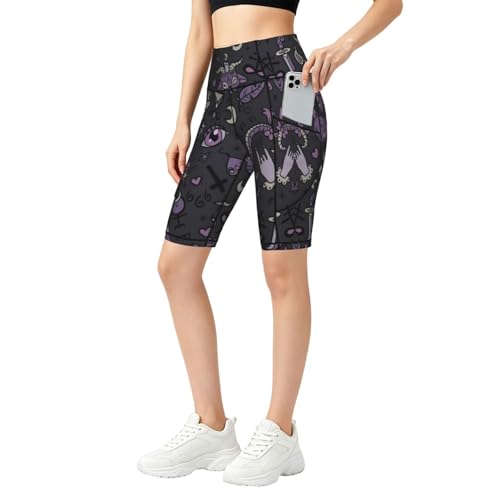 Short de sport taille haute avec poches imprimé gothique femme