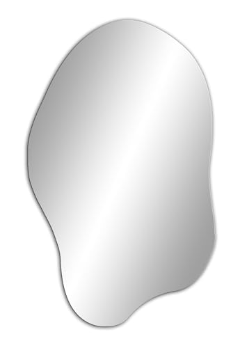 Ramix Asymmetrisch Spiegel, Rahmenloser, Spiegelfliese, Wandspiegel, Badspiegel, Zimmer, Größe: 90 x 55 cm