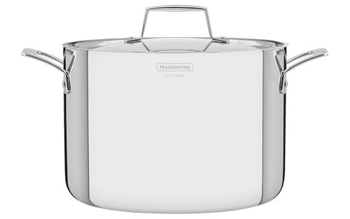 TRAMONTINA - Olla Grano, Alta y de Terminación Brillante, de Acero Inoxidable, con Cuerpo Triple y Tapa, 24 cm y 7,7 L
