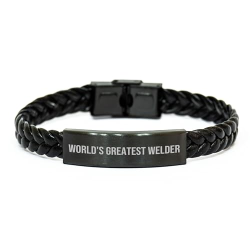 AddictiveDesignsCo Welder's Proud Interlaced Leather Bracelet, Gifts from Men for the World's Greatest Welder, Valentine's Unique Gifts