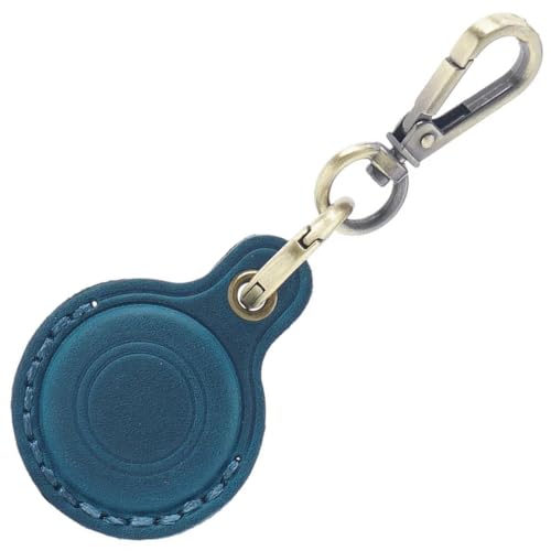 [VOLAN] AirTag レザー 保護 ケース エアタグ 本革 ホルダー 紛失防止 キー リング (ティールブルー)