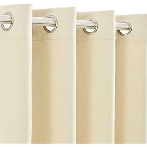 btfortune Extra Thick Blackout Curtain Panels Grommet Thermal Insulated Room Darkening Cashmere Curtains/Drapes for Living Room Set of 2 Panels (Light Beige, 54W x 96L) Cover