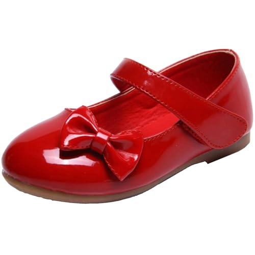 WUIWUIYU Flower Girls Princess Casual Mary Janes Ballet Flats Cute Bowknot Back to School Uniform Wedding Dress Shoes
